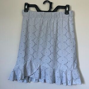 Elegant Light Blue Eyelet Skirt